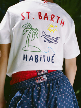 Portland Jr t-shirt with Habitué embroidery on front and back