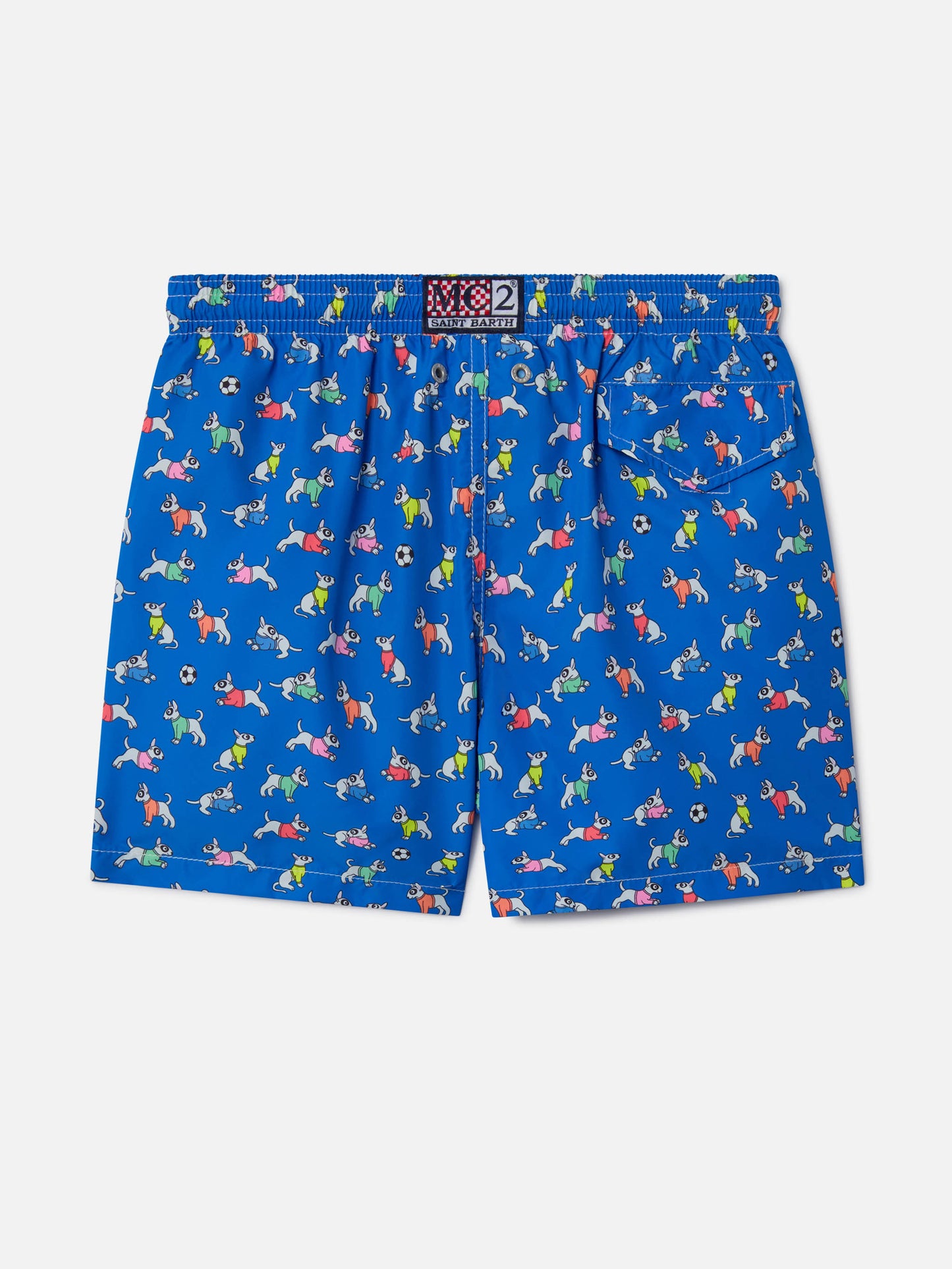 Costume da bagno da bambino in tessuto leggero Jean Lighting con stampa cani