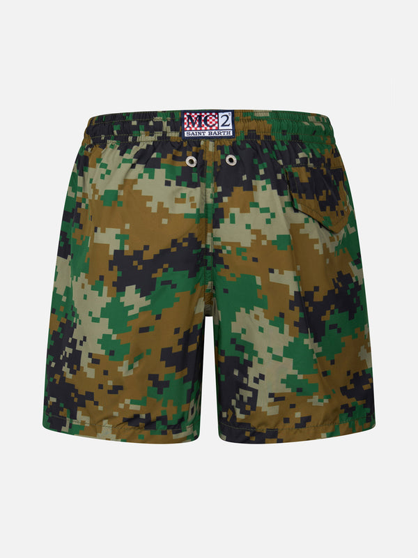 Badeshorts für Jungen aus leichtem Stoff von Jean Lighting mit Pixel-Camouflage-Print