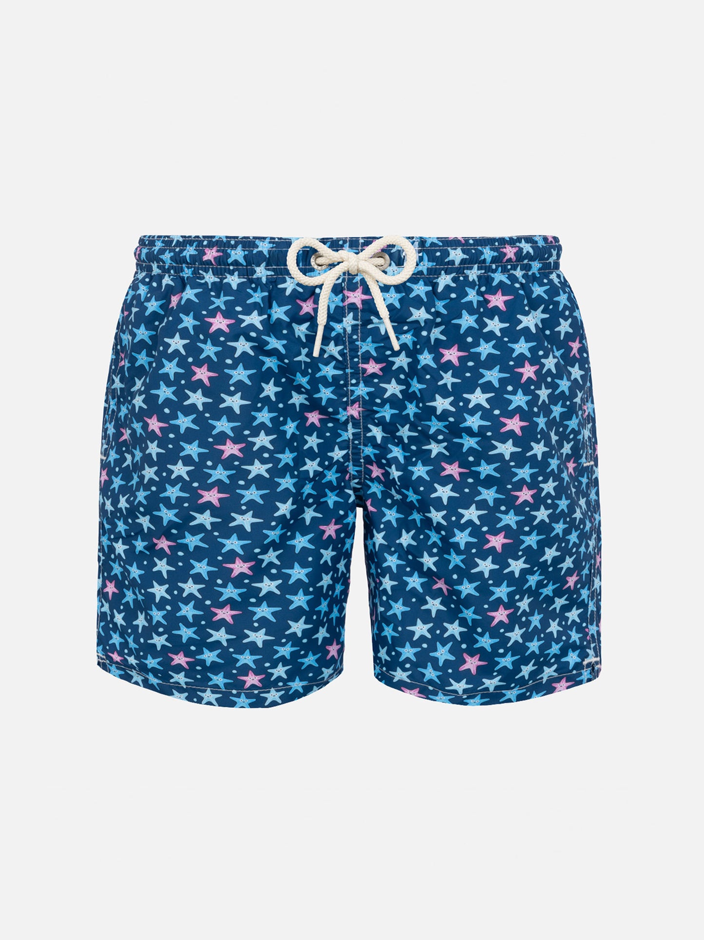 Boy lightweight fabric swim-shorts Jean Lighting with starfishes print