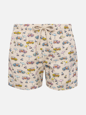 Badeshorts aus leichtem Stoff von Jean Lighting mit Spiaggina-Print | FIAT 500 SPECIAL EDITION