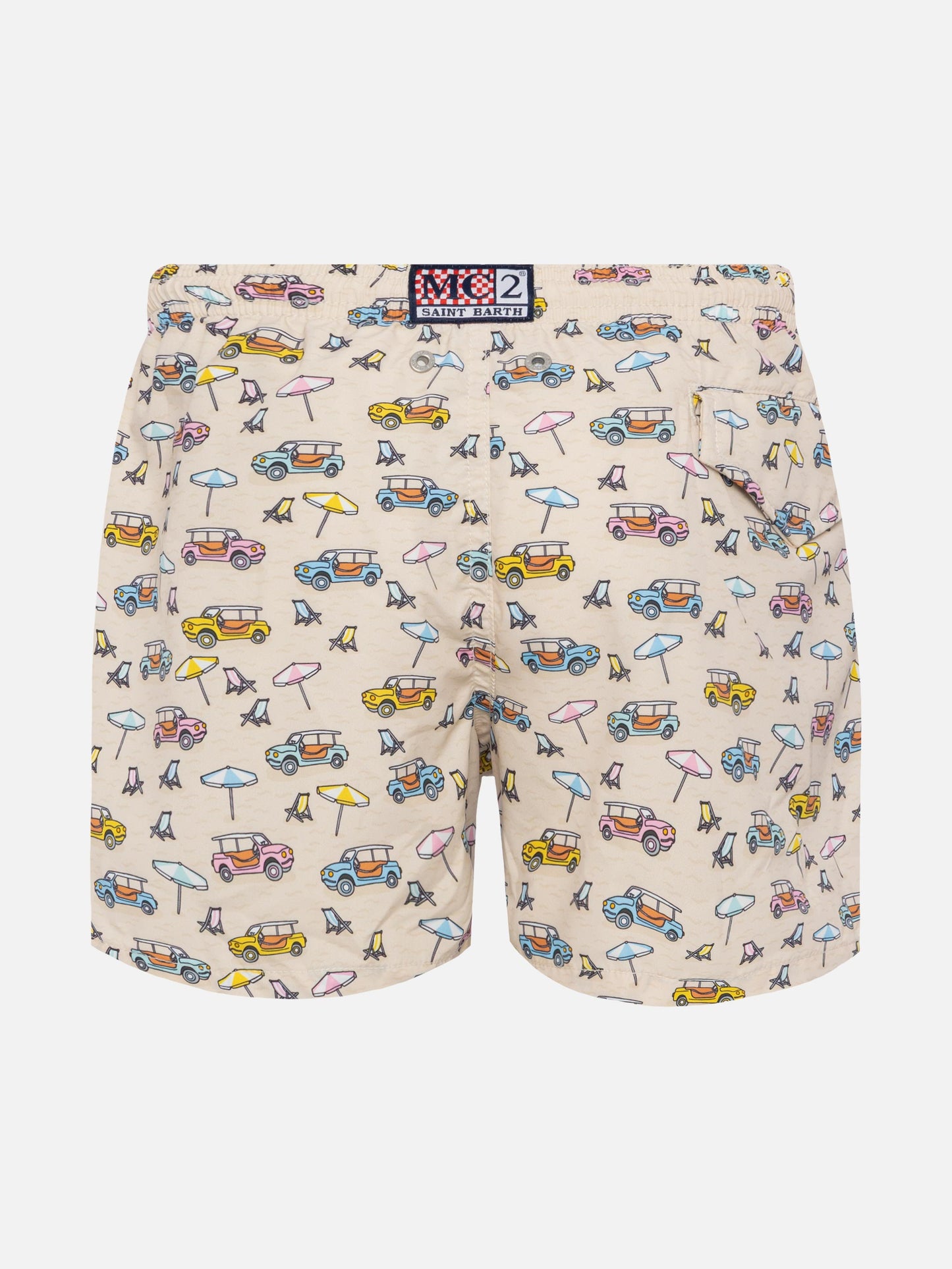Badeshorts aus leichtem Stoff von Jean Lighting mit Spiaggina-Print | FIAT 500 SPECIAL EDITION