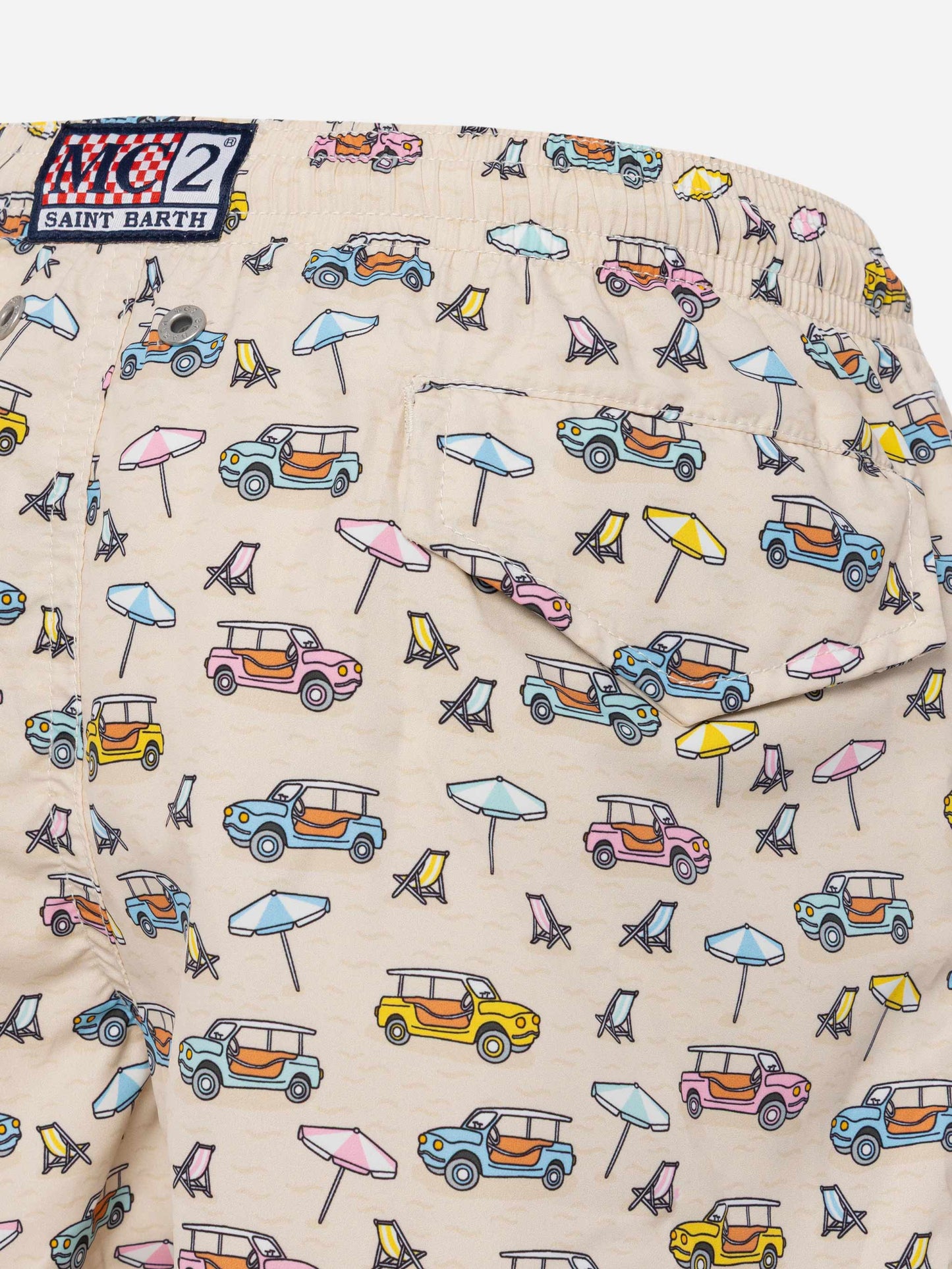 Badeshorts aus leichtem Stoff von Jean Lighting mit Spiaggina-Print | FIAT 500 SPECIAL EDITION