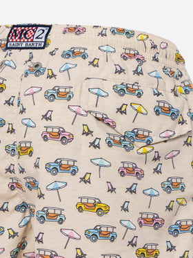 Badeshorts aus leichtem Stoff von Jean Lighting mit Spiaggina-Print | FIAT 500 SPECIAL EDITION