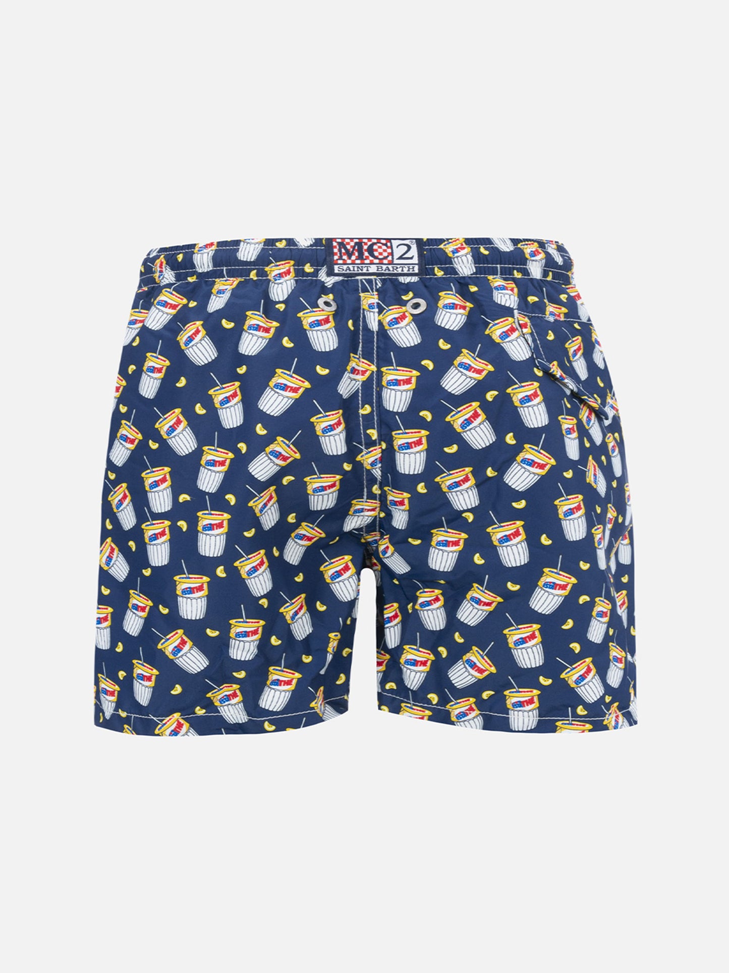 Boy lightweight fabric swimshorts with Estathè print | ESTATHE' SPECIAL EDITION