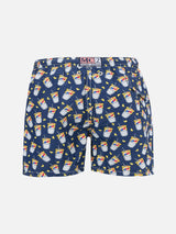 Boy lightweight fabric swimshorts with Estathè print | ESTATHE' SPECIAL EDITION