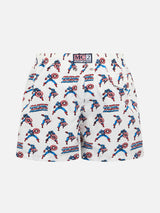 Boy lightweight fabric swim-shorts Jean Lighting with Captain America print | MARVEL SPECIAL EDITION