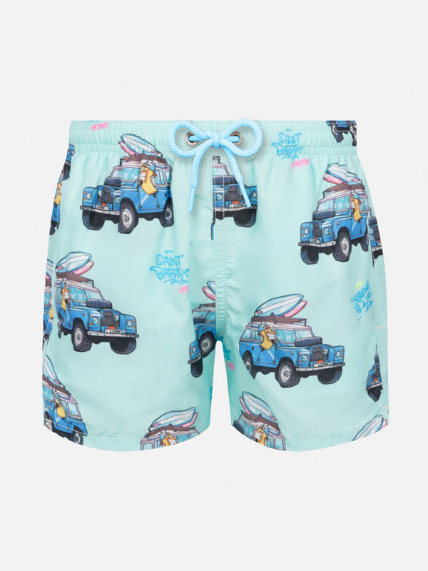 Jean Lighting lightweight fabric swim shorts with Cryptopuppets surfer print | CRYPTOPUPPETS SPECIAL EDITION