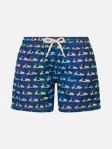 Boy lightweight fabric swim-shorts Jean Lighting with Vespa print | VESPA SPECIAL EDITION