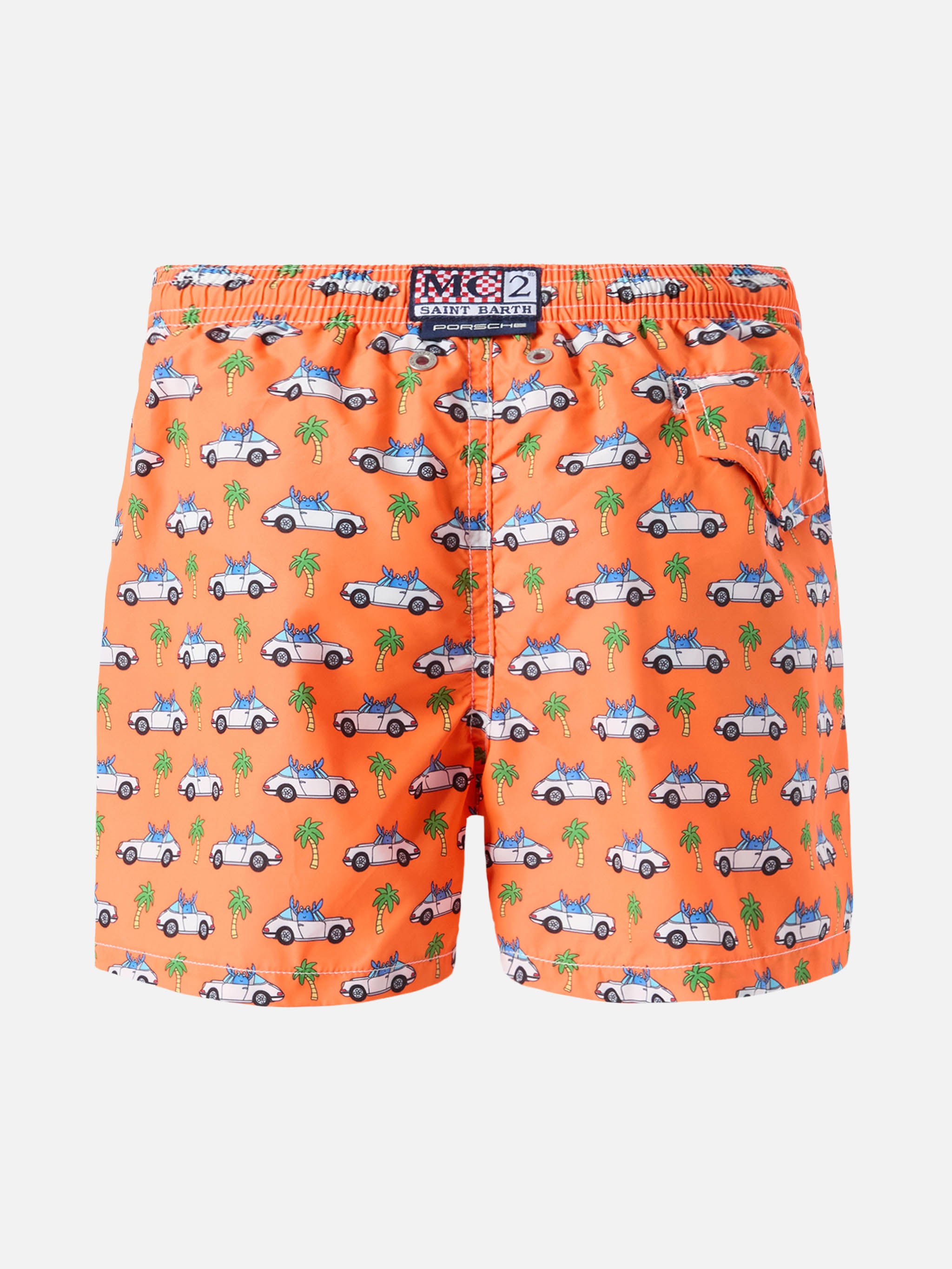 Jean Lighting lightweight fabric swim shorts with Porsche print