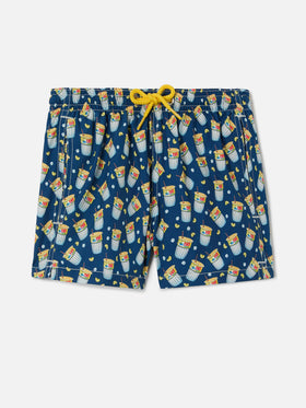 Badehose aus leichtem Stoff mit Estathè-Print | ESTATHE' SPECIAL EDITION