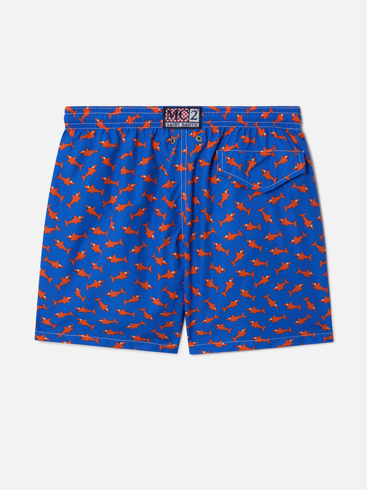 Boy swim shorts with sharks print