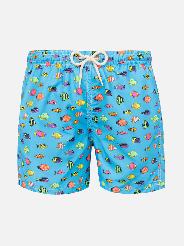 Boy light fabric swim shorts with fish print