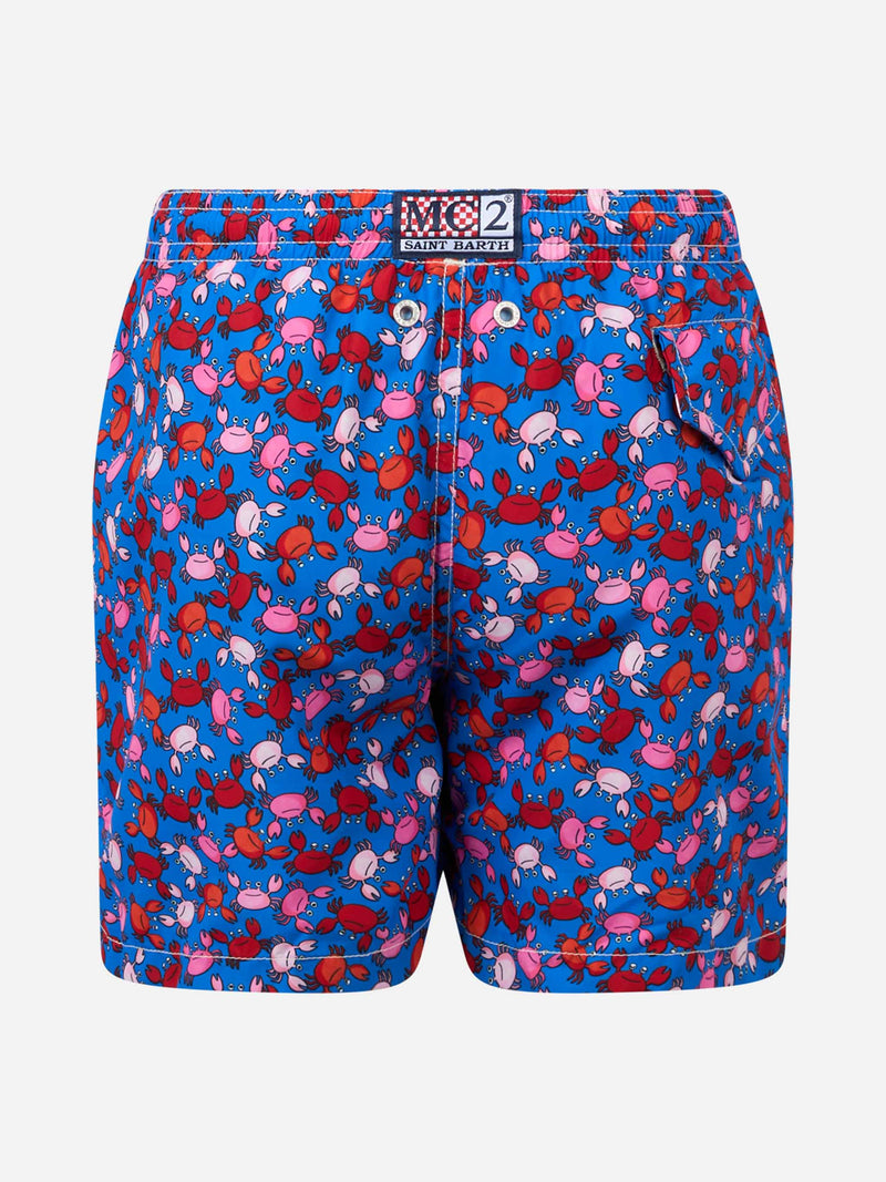 Boy lightweight fabric swim-shorts Jean Lighting with crabs print