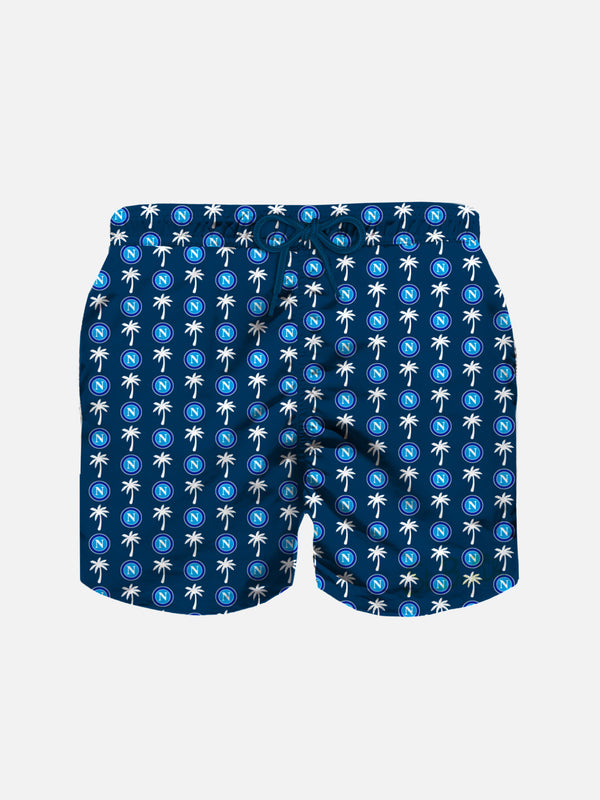 Boy light fabric swim shorts with Napoli logo print | SSC NAPOLI SPECIAL EDITION