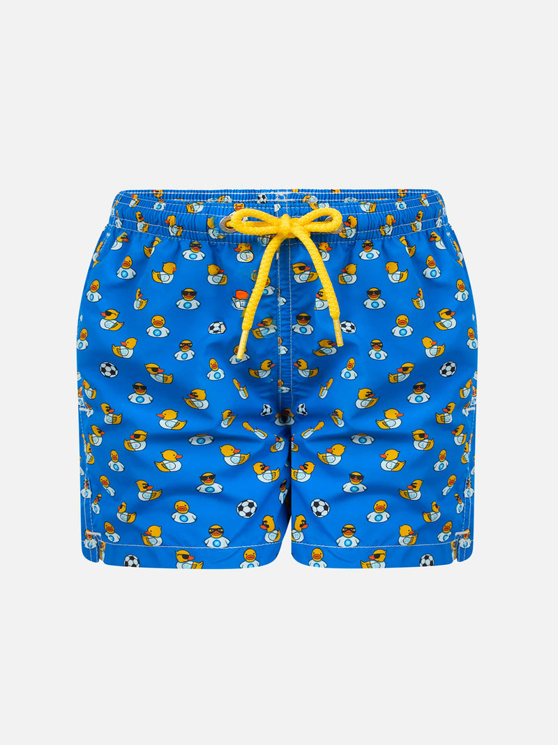 Badeshorts aus leichtem Stoff für Jungen mit Ducky- und Napoli-Logo-Aufdruck | SSC NAPOLI SPECIAL EDITION