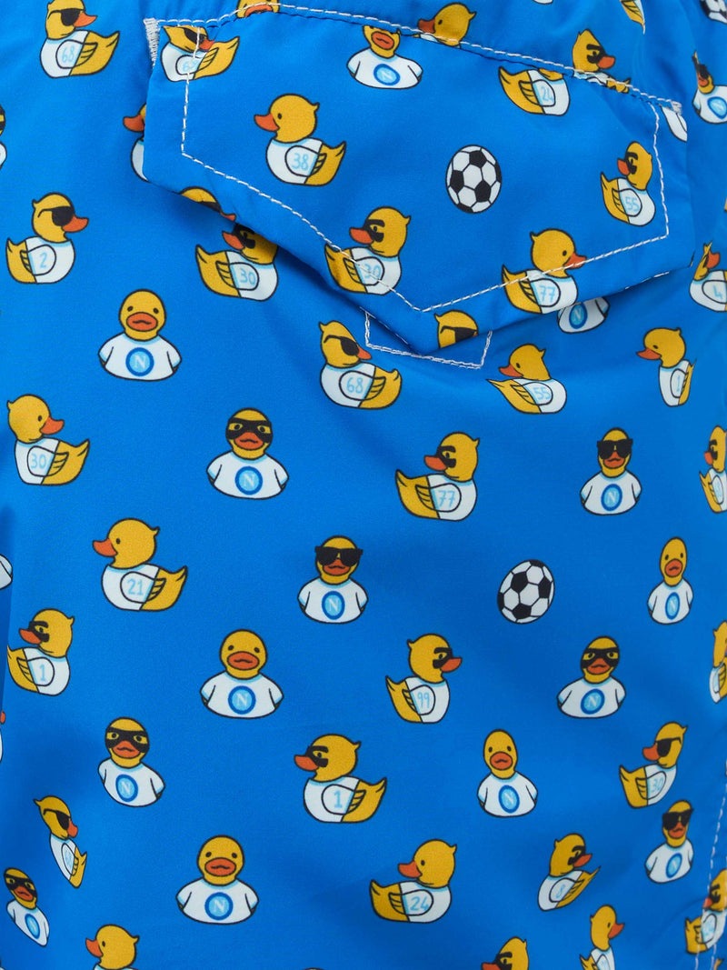 Badeshorts aus leichtem Stoff für Jungen mit Ducky- und Napoli-Logo-Aufdruck | SSC NAPOLI SPECIAL EDITION