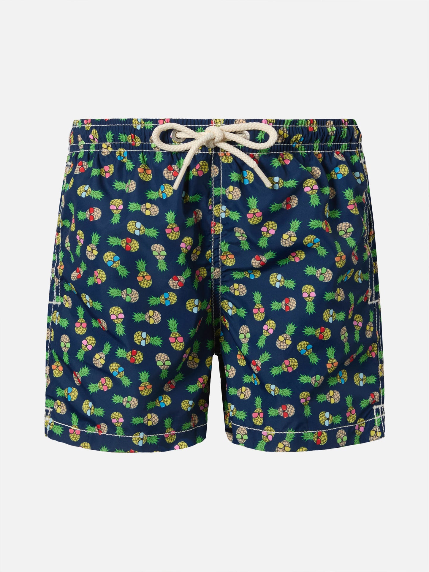 Leichte Badeshorts für Jungen, Modell Jean Lighting, mit Ananas-Print