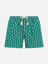 Boy lightweight fabric swim-shorts Jean Lighting 70 with rabbit print