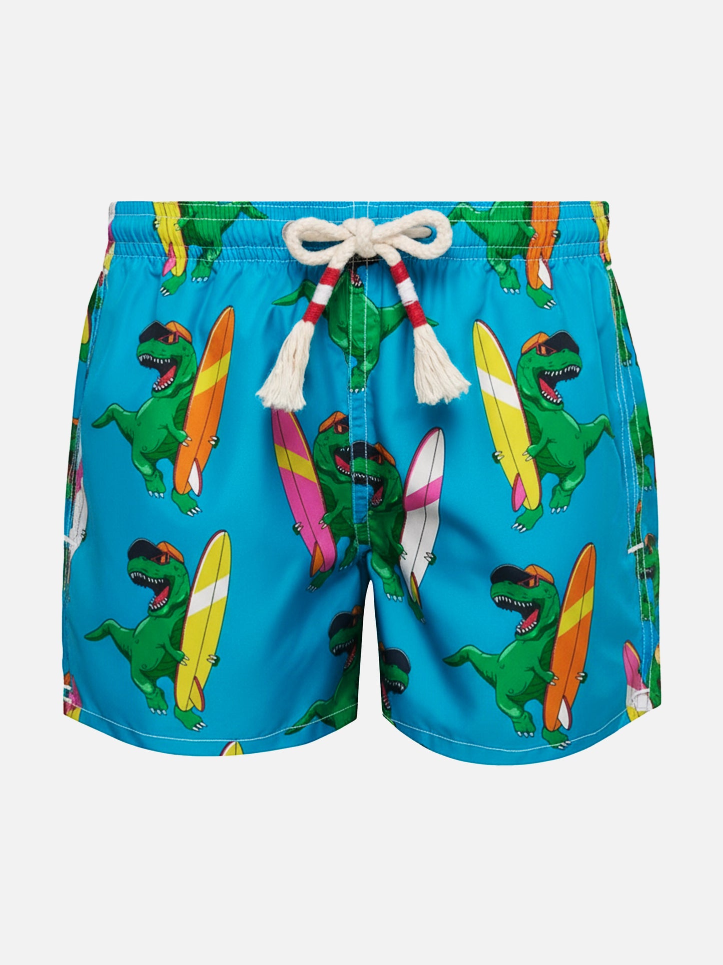Jean mid-length swim shorts with dino print