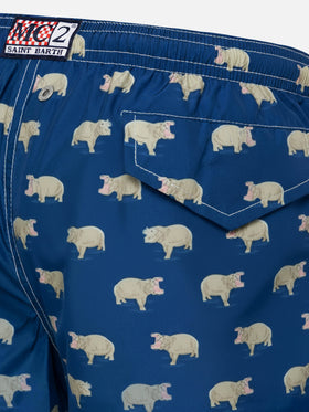 Jean Lighting 70 lightweight swim shorts with hippo print