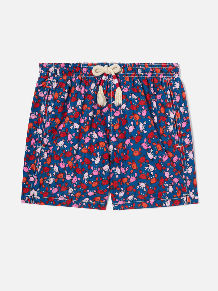 Boy swim shorts with crab print