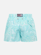 Boy lightweight fabric swim-shorts Jean Lighting 70 with paisley print