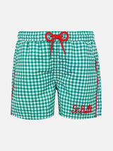 Boy swim shorts with gingham print