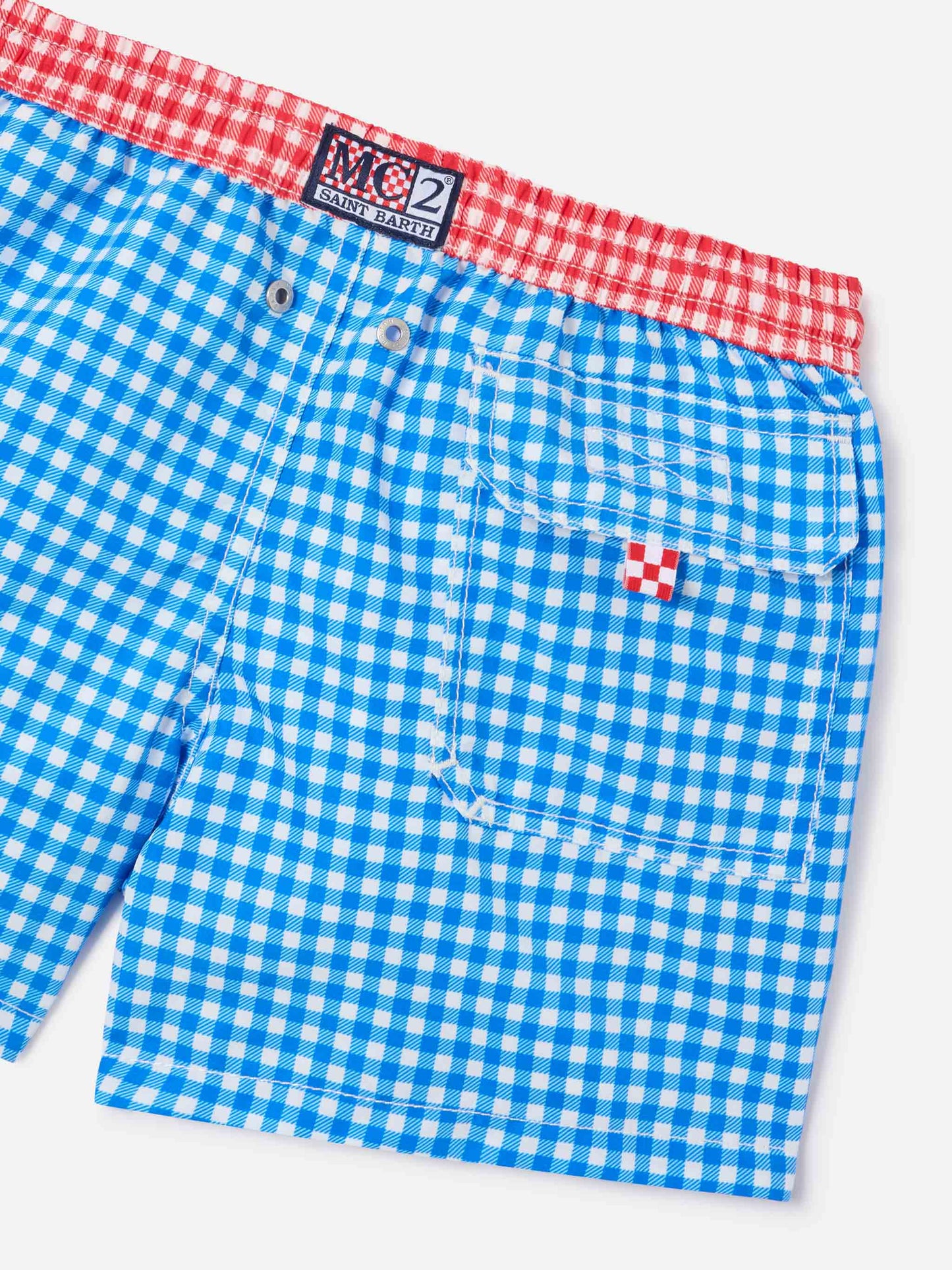Boy swim shorts with gingham print