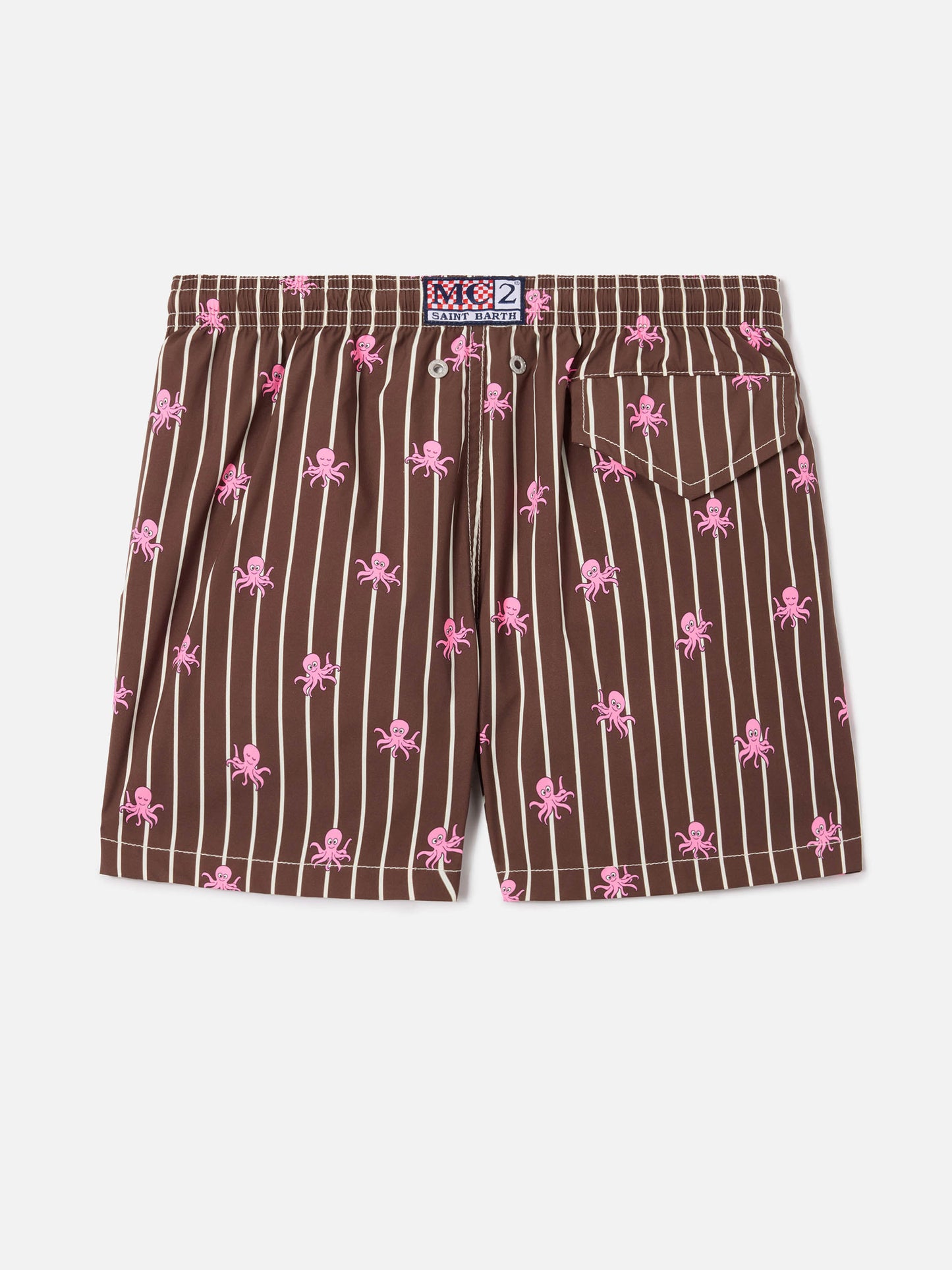 Jean Lighting Stretch swim shorts striped with all-over octopus print