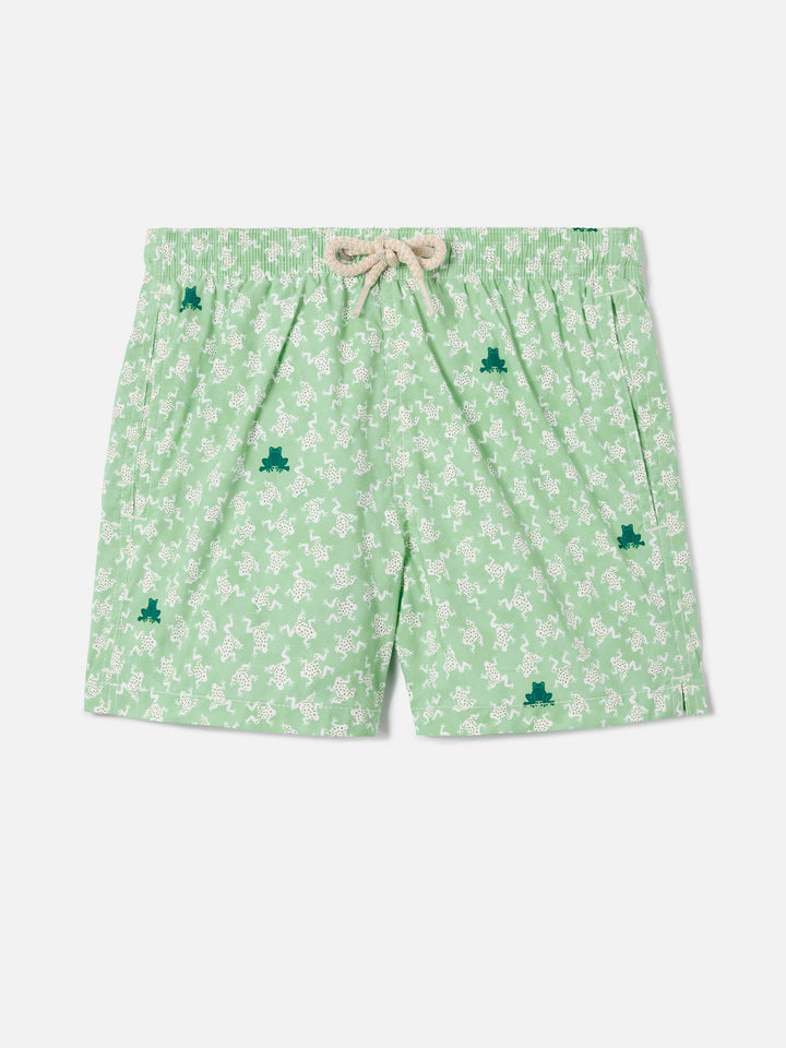 Jean Lighting Stretch swim shorts with all-over frogs print