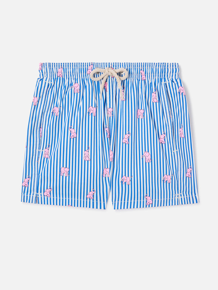 Short de bain Jean Lighting Stretch rayé avec imprimé éléphant 