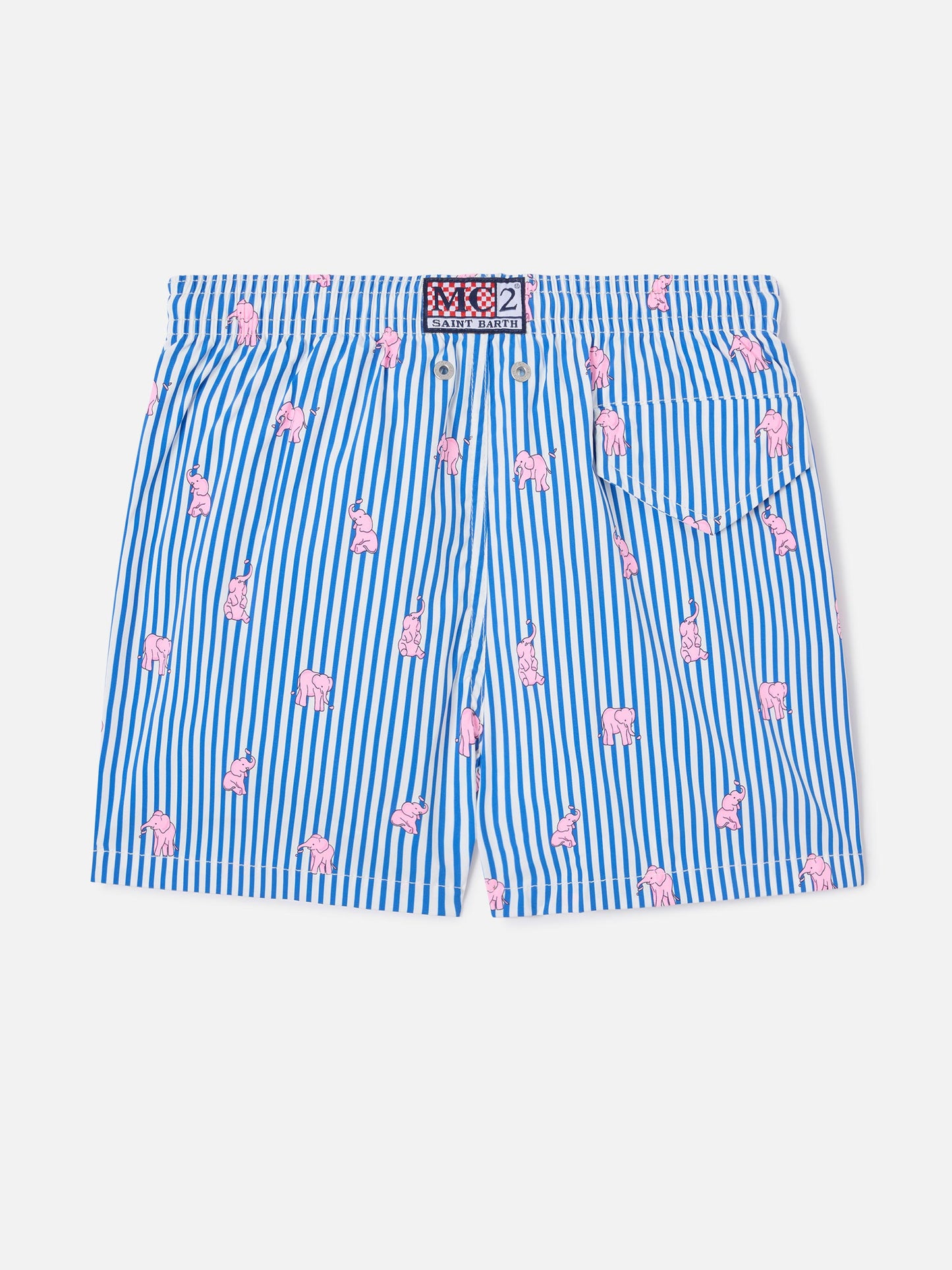 Jean Lighting Stretch swim shorts striped with elephant print