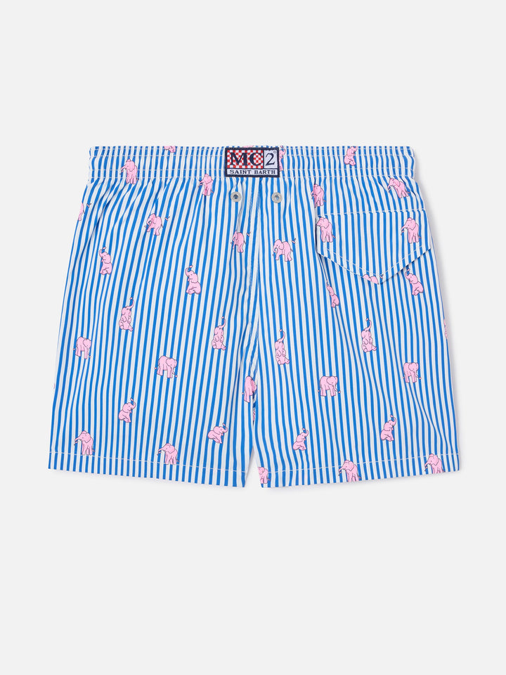 Short de bain Jean Lighting Stretch rayé avec imprimé éléphant 