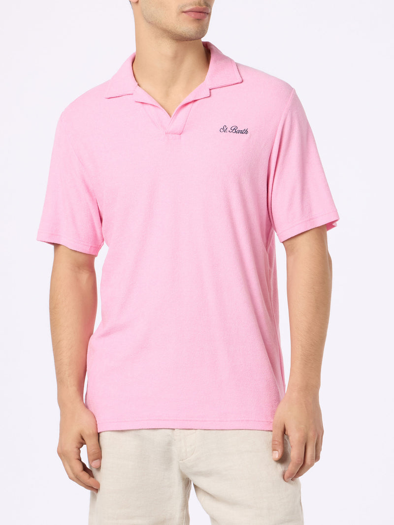 Polo da uomo in spugna rosa Jeremy