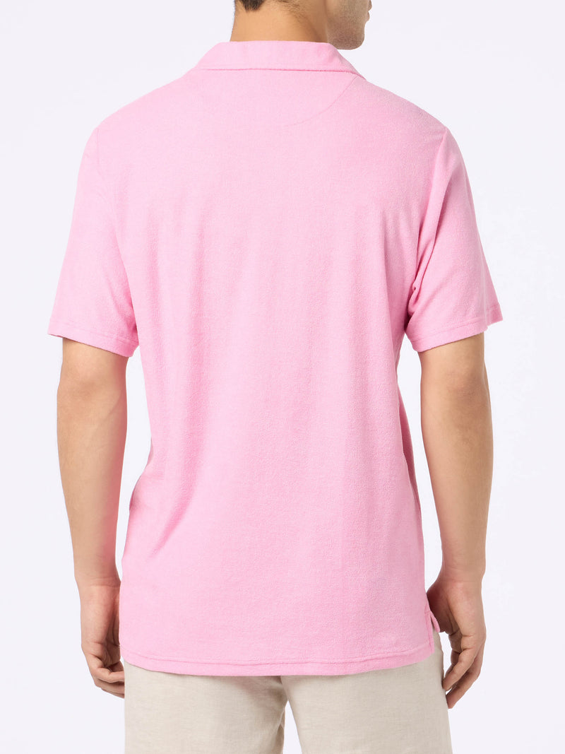 Man pink terry polo shirt Jeremy