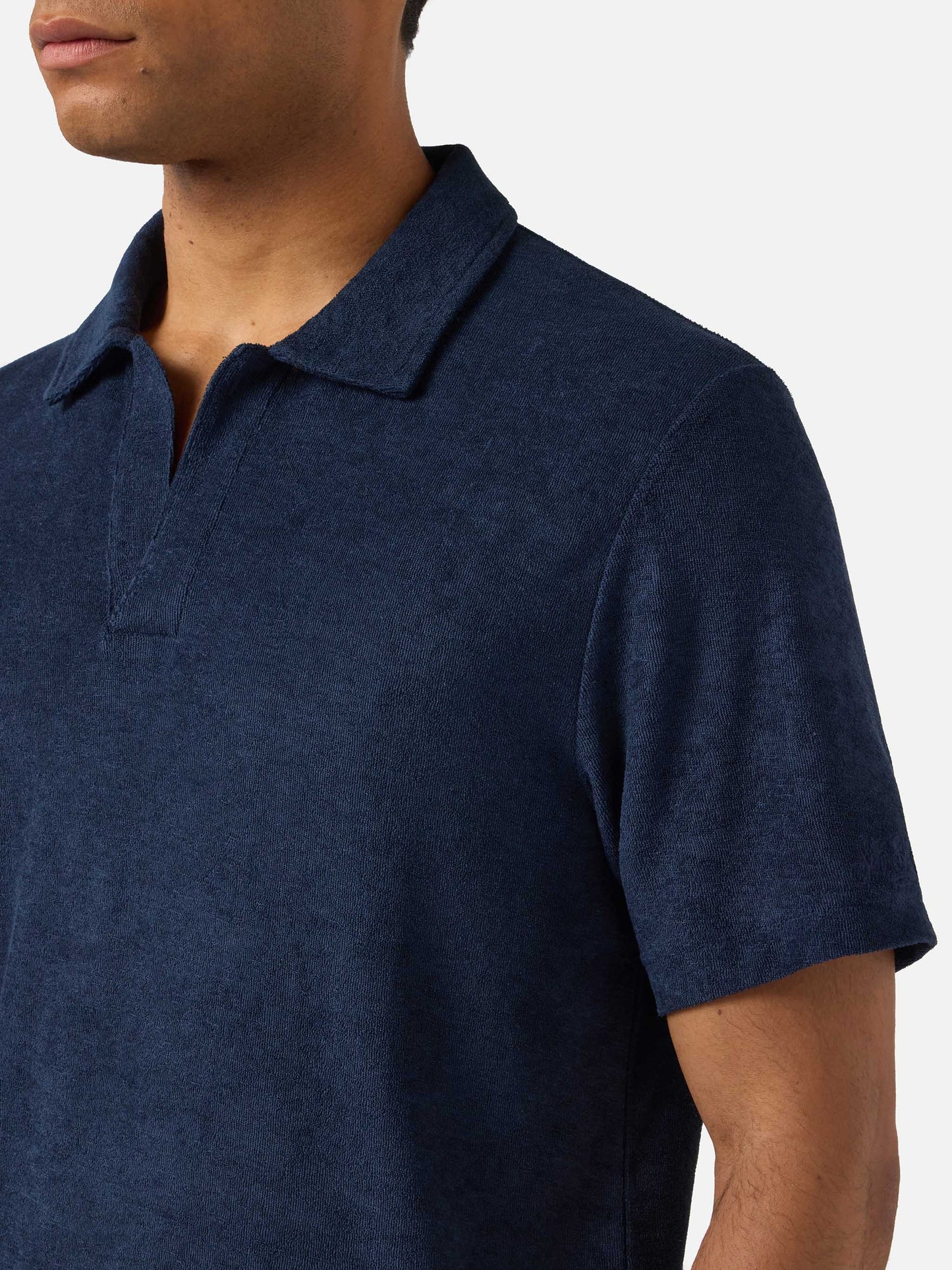 Polo Jeremy bleu marine en coton effet éponge 