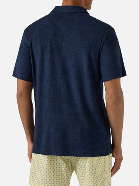 Polo Jeremy bleu marine en coton effet éponge 