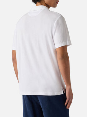 White Jeremy polo in terry-effect cotton