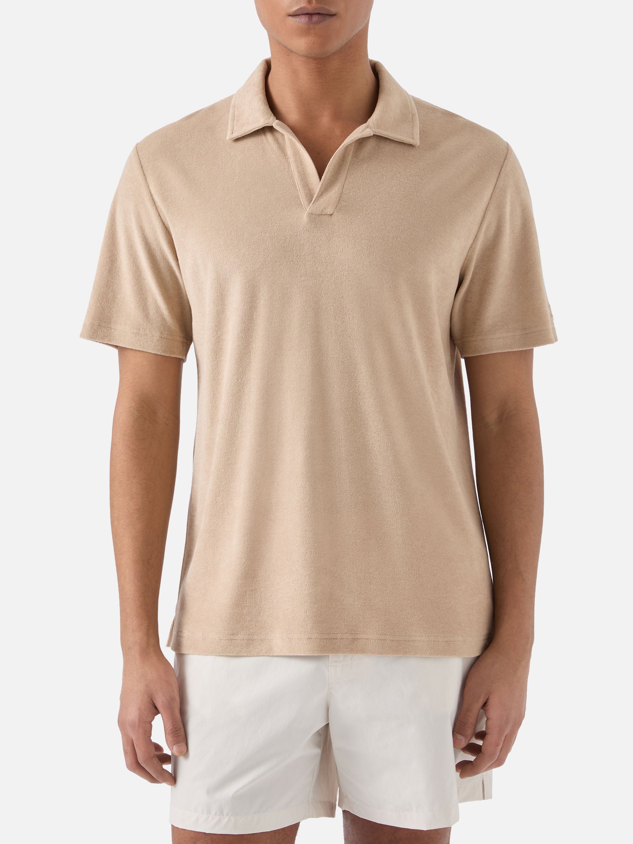 Beige Jeremy polo in terry-effect cotton – MC2 Saint Barth