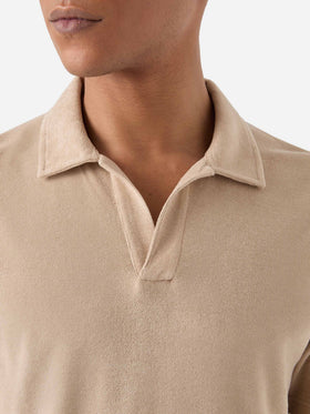 Beige Jeremy polo in terry-effect cotton