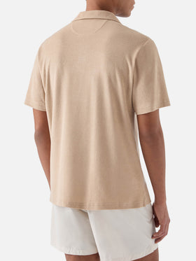Beige Jeremy polo in terry-effect cotton