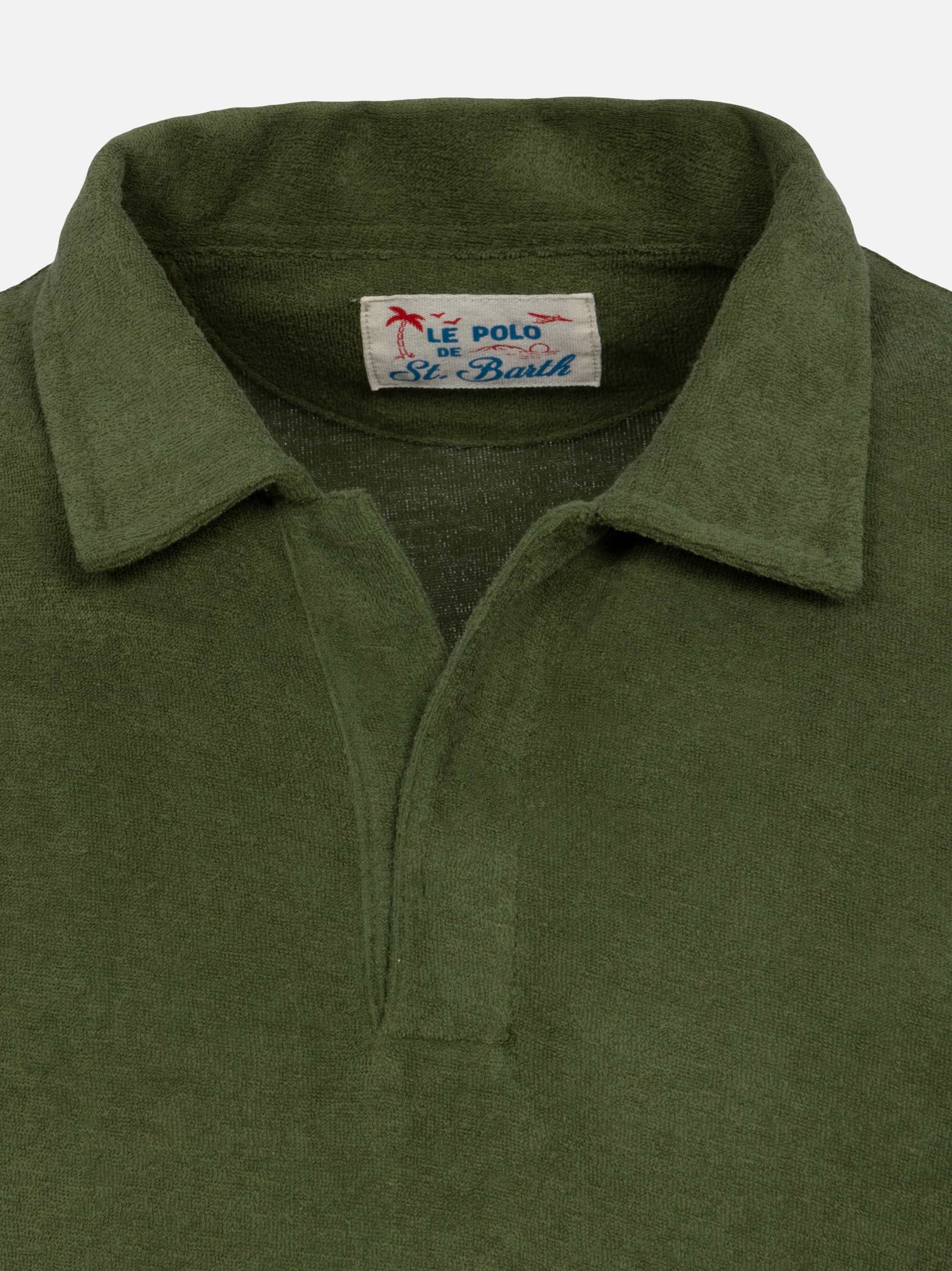 Jeremy military green terry buttonless polo shirt - MC2 Saint Barth