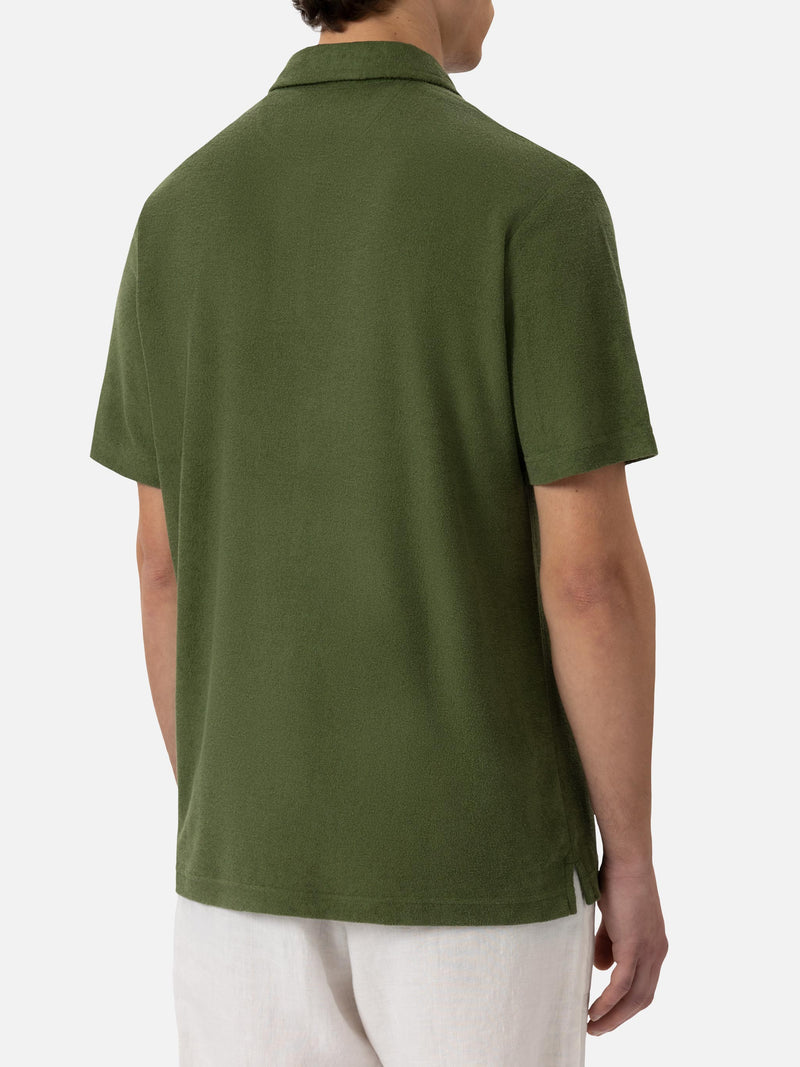 Jeremy military green terry polo shirt