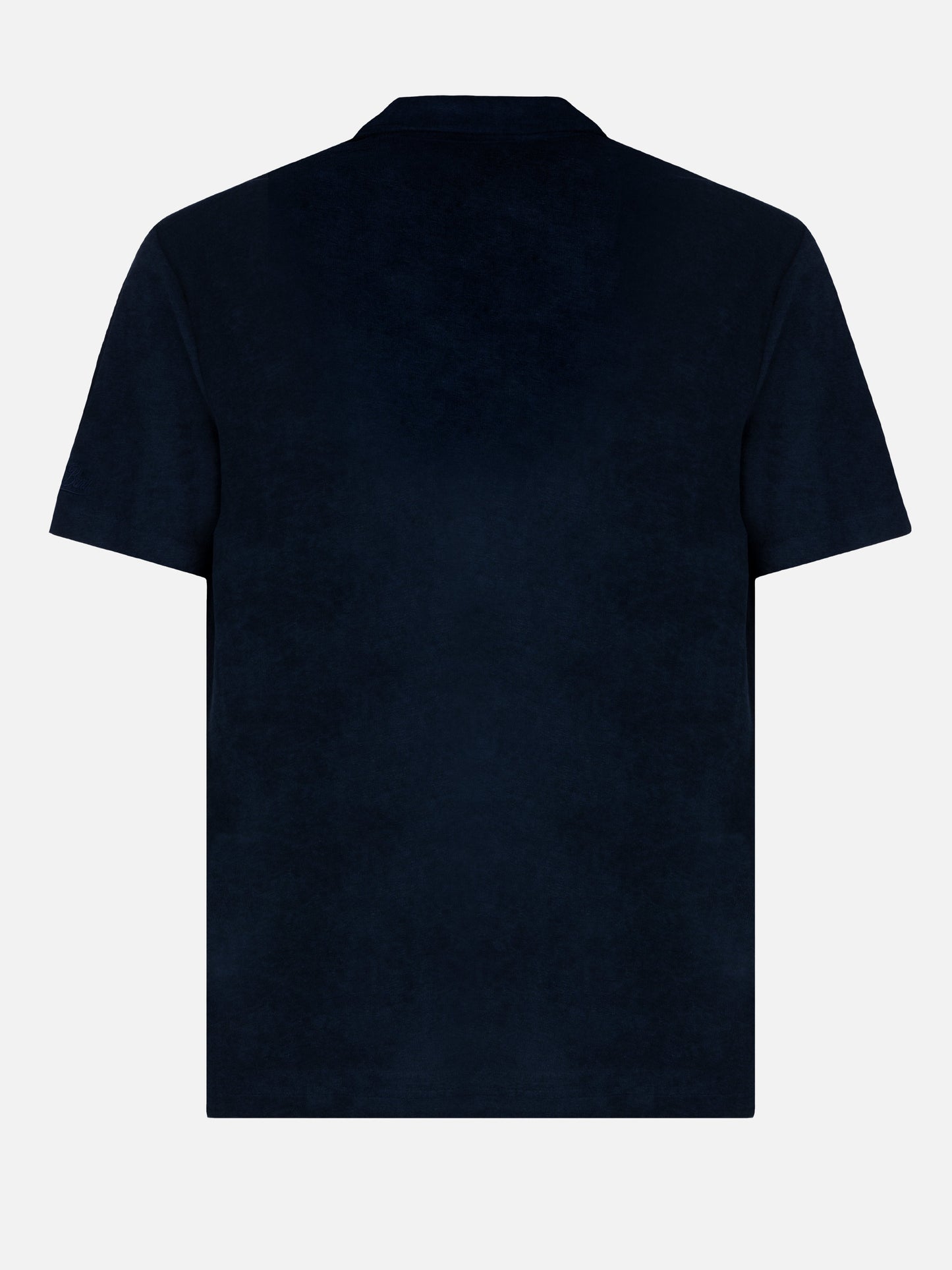 Jeremy navy blue terry buttonless polo shirt