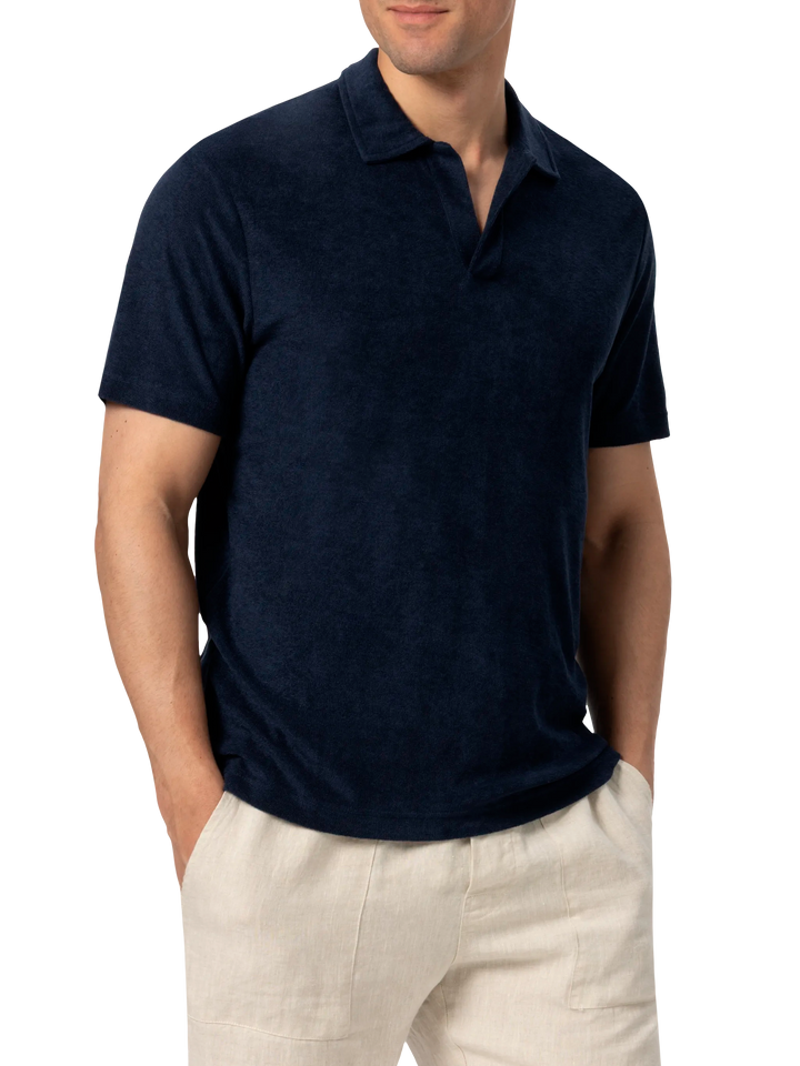Marineblaues Frottee-Poloshirt „Jeremy“