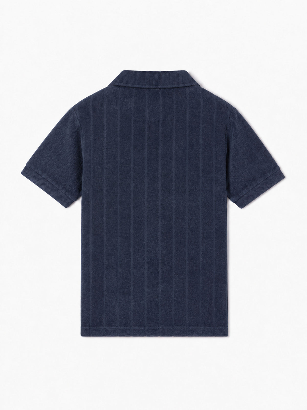 Polohemd Jeremy Jr aus marineblauem Frottee für Jungen mit geprägtem Streifenmuster 