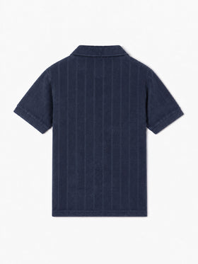 Polohemd Jeremy Jr aus marineblauem Frottee für Jungen mit geprägtem Streifenmuster 