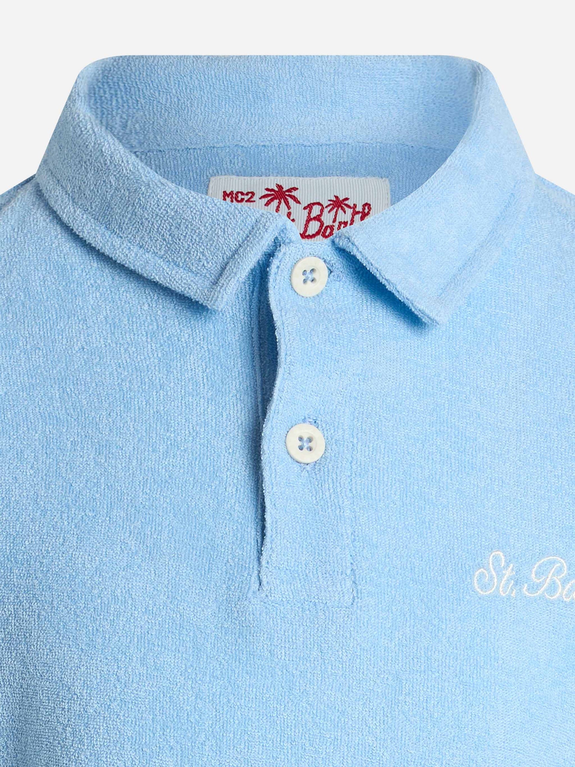 Boy light blue terry polo shirt Jeremy Jr - MC2 Saint Barth