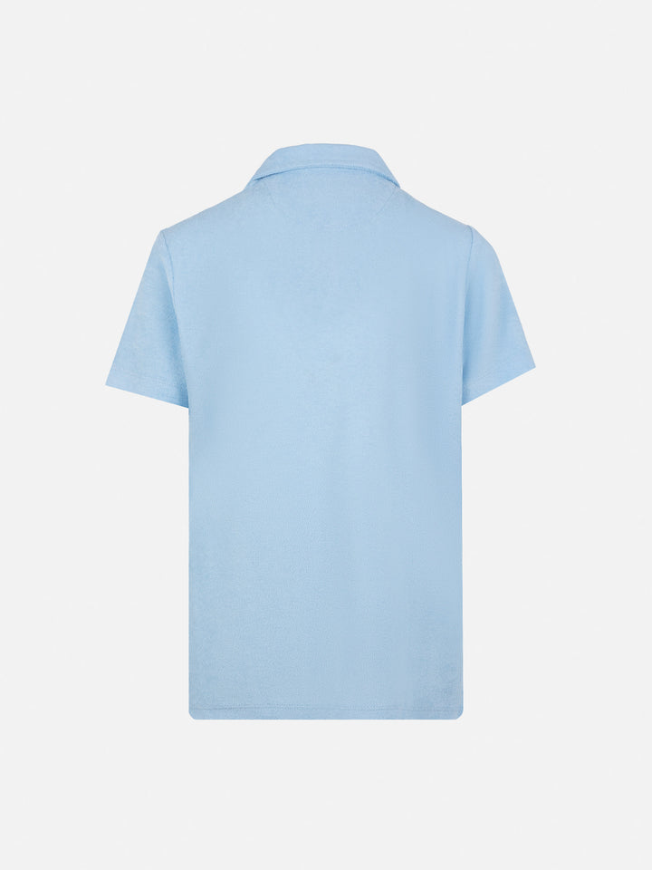 Polo Jeremy Jr in spugna azzurro chiaro